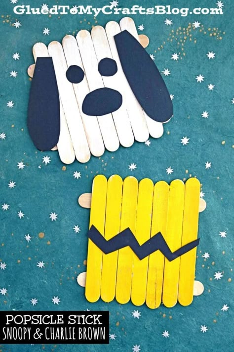 Charlie Brown Thanksgiving Craft, Charlie Brown Crafts, Peanuts Crafts, Peanuts Classroom, Charlie Brown Movie, 2nd Grade Crafts, Popsicle Craft, Snoopy Kids, The Peanuts Movie