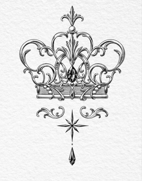 Royal Tattoo Ideas, Royal Tattoos For Women, Feminine Crown Tattoo, Queen Crown Tattoo Design Beautiful, Crown And Flower Tattoo, Crown And Flowers Tattoo, Royalty Tattoo For Women, Crown Flower Tattoo, Tiara Tattoos For Women