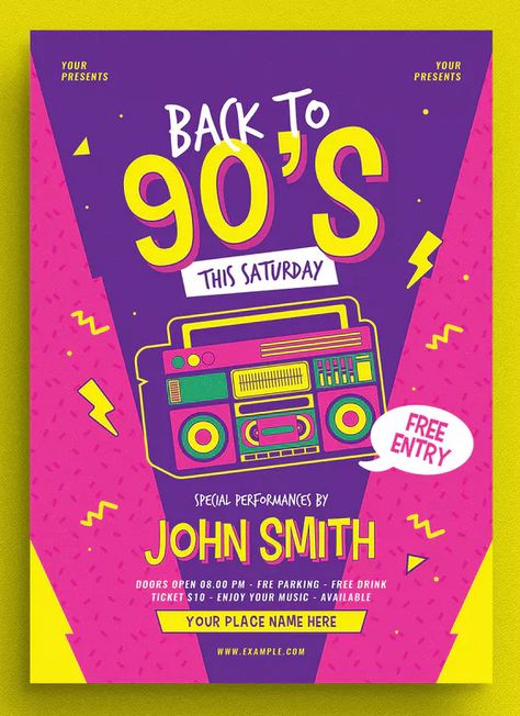 Radio Poster Design, 90s Flyer, 90s Poster Design, 90s Radio, Radio Poster, Poster 90s, 90s Poster, 90s Graphic Design, Retro Banner