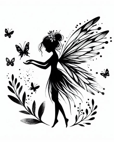 Fairy Stencil, Tinker Bell Tattoo, Brazilian Tattoo, Name Tattoos For Moms, Far Tattoo, Magic Runes, Fairy Tattoo Designs, Fairy Silhouette, Cartoon Character Tattoos