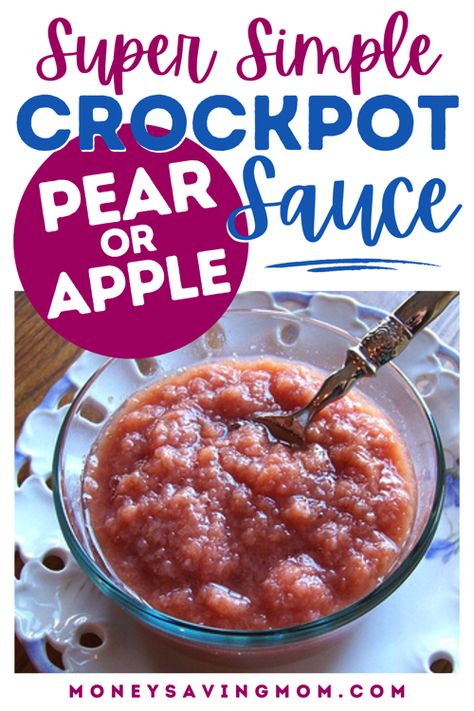 This is a super easy recipe on how to use your crockpot to make applesauce or pear sauce! You only need 2 ingredients! Great nutritional addition to any meal! #applesaucerecipes #homemadeapplesauce #crockpotapplesauce Pear Sauce Recipe, Crockpot Applesauce Recipe, Budget Friendly Meals Healthy, Make Applesauce, Crockpot Applesauce, Pear Sauce, Applesauce Recipe, Freezing Food, Apple Sauce Recipes