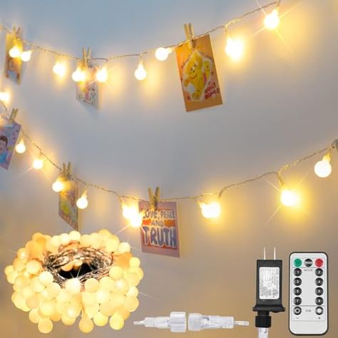 suddus String Lights Indoor Bedroom, 100 Led Globe Fairy Lights Plug in with Remote Timer Connectable, Twinkle Lights for Outdoor, Dorm, Classroom, Patio, Backyard, Living Room, Christmas, Warm White Globe String Lights Bedroom, String Lights Living Room, Backyard Living Room, String Lights Indoor, Living Room Christmas, String Lights In The Bedroom, Dorm Sweet Dorm, Living Room Warm, Globe String Lights