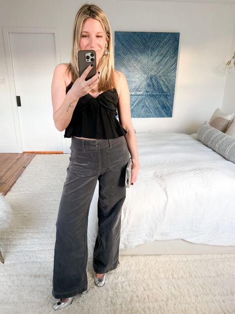 8 Ways to Elevate Your Holiday Party Outfit with Corduroy Pants - The Mom Edit Gray Corduroy Pants Outfit, Denim Party Outfit, Holiday Party Outfit Ideas, Black Cashmere Turtleneck, Corduroy Pants Outfit, Holiday Party Outfits, Denim Party, Mom Edit, Party Outfit Ideas