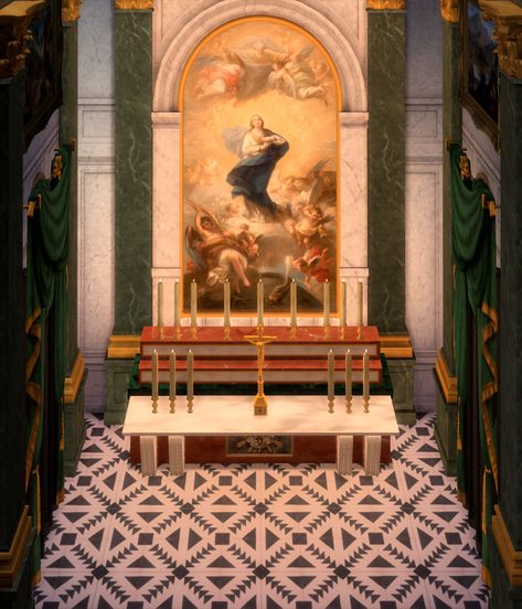 ArtysSims - BAROQUE ALTAR Inspired by the Royal Chappel at the... Royal Sims 4 Cc Furniture, Sims 4 Religious Cc, Baroque Sims 4 Cc, Sims 4 Ancient Rome Cc, Sims Baroque, The Sims 4 Cc Historical Furniture, Sims 4 Church, Sims4 Cc Royal Furniture, Sims 4 Church Cc