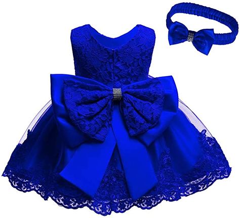 Amazon.com: Baby Girls Dress Christening Baptism Party Formal Dress with Headwear: Clothing Girls Holiday Dresses, Birthday Girl Dress, Girl Christening, Wedding Dresses For Girls, Girl Princess Dress