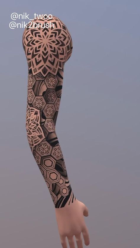 Full Arm Tattoo Design, Tattoo Design Mandala, Arm Tattoo Design, Geometric Tattoo Leg, Geometric Tattoo Sleeve Designs, Geometric Mandala Tattoo, Geometric Sleeve Tattoo, Full Sleeve Tattoo Design, Full Arm Tattoos