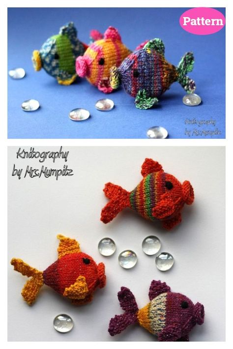 Amigurumi Fish Knitting Pattern Tiny Knitting Projects, Knitted Fish Pattern Free, Knitted Fish, Knit Fish, Small Crochet Fish Pattern Free, Knitting Fish Pattern, Fish Cat Toy Crochet, Animal Knitting Patterns, Knitting Patterns Toys