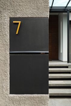 Gallery of EV House / HMP Architects - 26 Auto Gate Design, House Signage, Letter Box Design, House Number Plates, Modern Mailbox, Exterior Signage, House Signs, Environmental Graphic Design, Minimal House Design