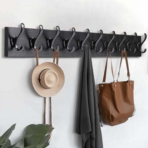 Coat Hooks Hallway, Coat Rack Wall Mount, Wall Entryway, Coat Hooks On Wall, Entryway Coat Rack, Rustic Coat Rack, Bag Rack, Entryway Wall, Business Decor