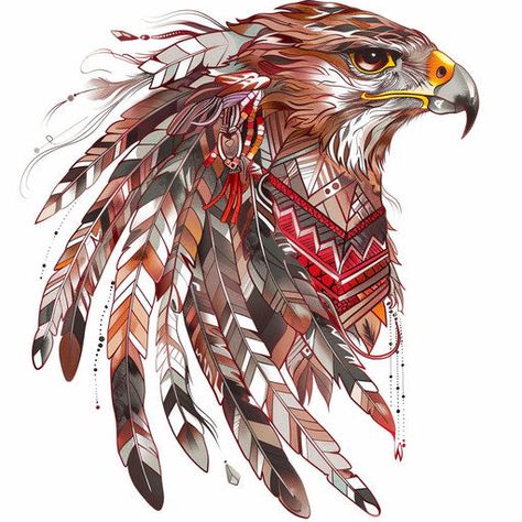 Hawk Tattoo Artwork Set Native Eagle Tattoo, Hawk Tattoo Men, Cherokee Tattoos, Indian Skull Tattoos, Indian Drawing, Hawk Tattoo, Animal Medicine, Native American Artwork, Geometric Pattern Art