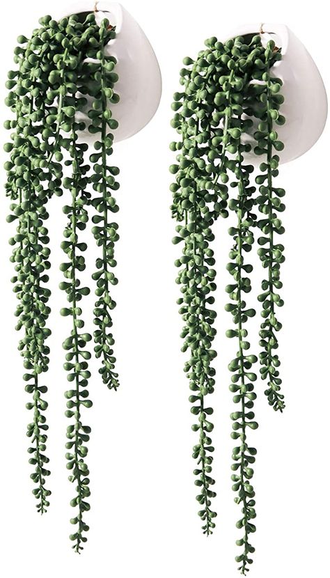 Hanging Potted Plants, Fake Hanging Plants, String Of Pearls Plant, Fake Plants Decor, Fake Succulents, Bathroom Plants, Succulents Decor, Artificial Succulents, Small Potted Plants