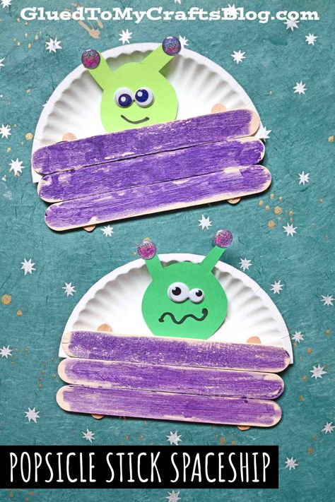 Alien Crafts Preschool, Outer Space Crafts For Kids, Spaceship Craft, Alien Craft, Outer Space Crafts, Space Art Projects, Space Week, Camp Projects, Planet Crafts