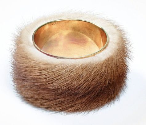 Meret Oppenheim. Fur Bracelet, 2014. 18k burnished gold, fur. Gems & Ladders (orig: Schiaparelli, 1936) Fur Bracelet, Meret Oppenheim, Lab, Gems, Bracelet, Gold