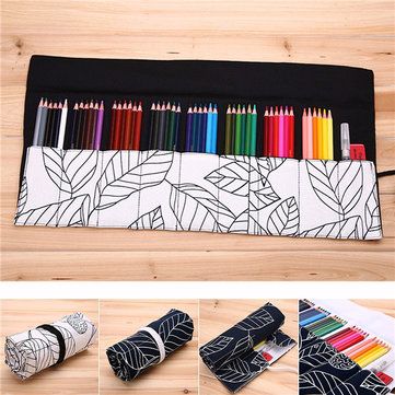 36/48 Holes Canvas Wrap Roll Up Pencil Case Pen Brush Storage Bag Roll Up Pencil Case, Pencil Roll, Brush Storage, Pencil Storage, Flower Handbag, Group Ideas, Pen Storage, Drawing Stuff, Fabric Accessories