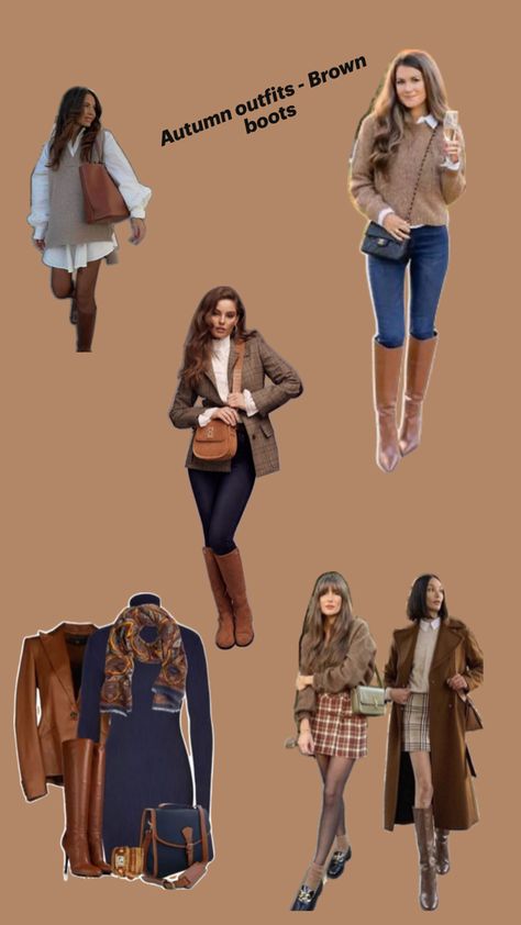 Outfits with brown boots Outfits With Cognac Boots, Brown Boots Outfit Winter, Brown Boot Outfits, Brown Boots Outfit, Cognac Boots, Boots Outfit, Brown Boots, Preppy Style, Fall Outfits