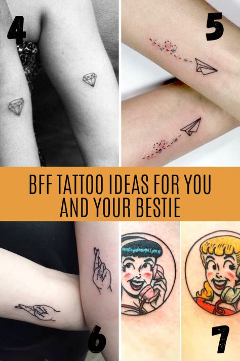 BFF Tattoo Ideas for You and Your Bestie - Tattoo Glee Guy And Girl Best Friend Tattoos, Best Friend Tattoos Guy And Girl, Bestie Tattoo Ideas, Matching Friendship Tattoos, Girlfriend Tattoos, Bff Tats, Small Best Friend Tattoos, Cute Best Friend Tattoos, Matching Friend Tattoos