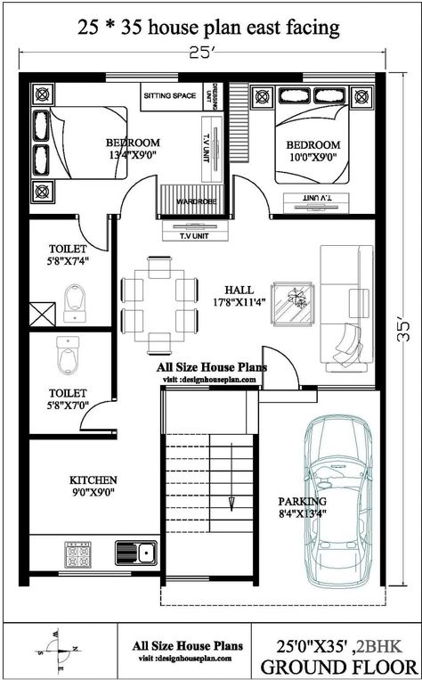 Angled House, 800 Sq Ft House, Practical House, 20x40 House Plans, 30x40 House Plans, House Printable, 2bhk House Plan, House Plans With Photos, Little House Plans