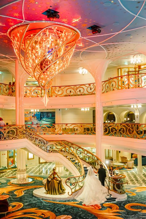 Disney Wish Cruise Ship, Cruise Weddings, Disney Cruise Wedding, Disney World Wedding, Disney Wish, Disney Cruise Ships, Storybook Wedding, Disney Attractions, Grand Hall