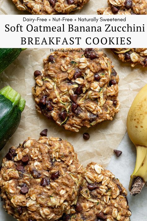 Zucchini Breakfast Cookies, Postpartum Recipes, Zucchini Breakfast, Zucchini Oatmeal, Banana Zucchini, Zucchini Cookies, Cookies With Chocolate Chips, Allergy Recipes, Main Recipes