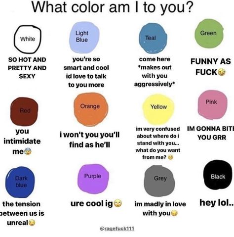 What Colour Am I To You, What Color Am I, Interaction Posts, Snapchat Questions, About Me Template, Interactive Posts, Evil Twin, Oh Well, Me Too Meme