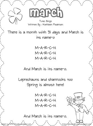 March Song from Growing Kinders. Kathleen has a song for every month of the year #growingkindersfavoritethings Prek Songs, Calendar Songs, Songs Preschool, Teacher Letters, Teachers Assistant, Months Song, Kindergarten Poems, Kindergarten Calendar, Circle Time Songs