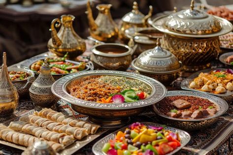 Traditional Arabian dish table. Generate Ai royalty free stock images Table Dinner, Stock Images Free, Royalty, Royalty Free, Stock Images, Quick Saves