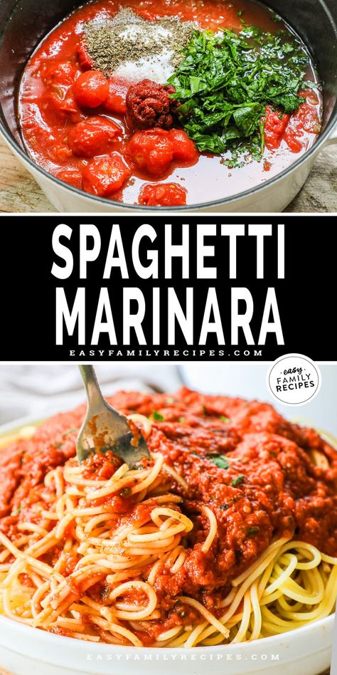 Spaghetti Marinara Recipe, Best Homemade Marinara Sauce, Spaghetti Marinara, Marinara Pasta, Pasta Marinara, Type Of Pasta, Homemade Marinara Sauce, Marinara Recipe, Marinara Sauce Recipe