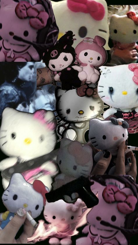 For goth besties Goth Hello Kitty Wallpaper, Goth Hello Kitty, Wallpaper Goth, Kitty Wallpaper, Hello Kitty Wallpaper, Hello Kitty, Kitty