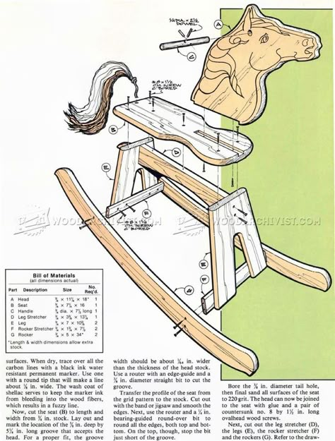 #2687 Wooden Rocking Horse Plans - Wooden Toy Plans Diy Adirondack Chair Plans, Wooden Rocking Horse Plans, Rocking Horse Diy, Diy Adirondack Chair, Rocking Horse Woodworking Plans, Woodworking Plans Clocks, Rocking Horse Plans, Wooden Toys Design, Adirondack Chair Plans