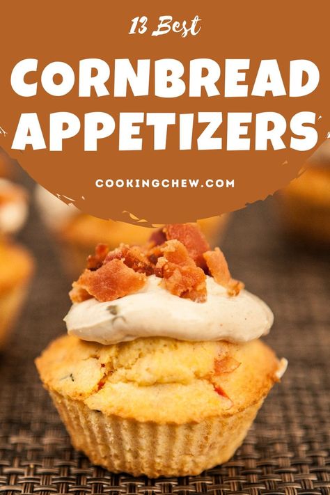 Things To Eat With Cornbread, Jiffy Cornbread Appetizers, Mini Cornbread Muffins Appetizers, Cornbread Appetizer Recipes, Champagne Appetizers, Cornbread Bites, Cornbread Appetizer, Cornbread Dessert, Quick Cornbread