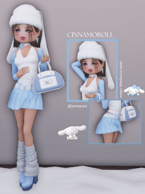 Dti Fits Sanrio, Cinnamoroll Dress To Impress, Sanrio Dti Outfits, Fall Outfits Dress To Impress, Dti Outfit Ideas Anime, Happy Dress To Impress Outfit, Sanrio Dress To Impress, Happy Dti Outfit, Fitness Dress To Impress Outfit