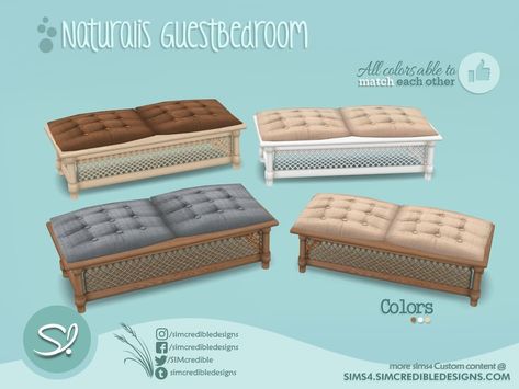 The Sims Resource - Naturalis Guest Bedroom Ottoman Sims 4 Ottoman, Bedroom Ottoman, Kitchen Bar Stools, Guest Bedrooms, The Sims Resource, Sims Resource, Country Kitchen, Guest Bedroom, The Sims