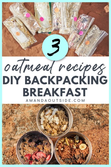 Easy homemade backpacking breakfast ideas for your next trip! These 3 DIY backpacking oatmeal packets are so easy to make, and they'll keep you energized on the trails for hours. These recipes are packed with dried fruits, nut butter, and oats - the perfect backpacking breakfast. #backpacking #backpackingfood Hiking Breakfast Ideas, Breakfast Ideas No Cook, Backpacking Breakfast, Easy Oatmeal Recipes, Diy Oatmeal, Berry Oatmeal, Diy Breakfast, Healthy Oatmeal Recipes, Breakfast Oatmeal Recipes