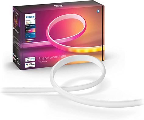 Philips Hue Bluetooth Gradient Ambiance Smart Lightstrip 2m/6ft Base Kit with Plug, (Muticolor Strip, Works with Apple Homekit and Google Home), White,570556 - - Amazon.com Phillips Hue, Philips Hue Lights, Hue Lights, Ambiance Lighting, Led Band, Apple Homekit, Light Works, Led Stripes, Philips Hue