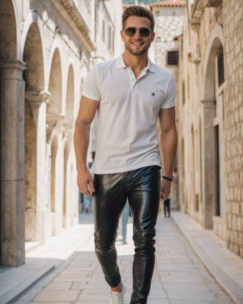 Mens Leather Shirt, Leather Jeans Men, Instagram Man, Tight Leather Pants, Mens Leather Pants, Leather Gear, Black Leather Pants, Leather Jeans, Urban Street Style