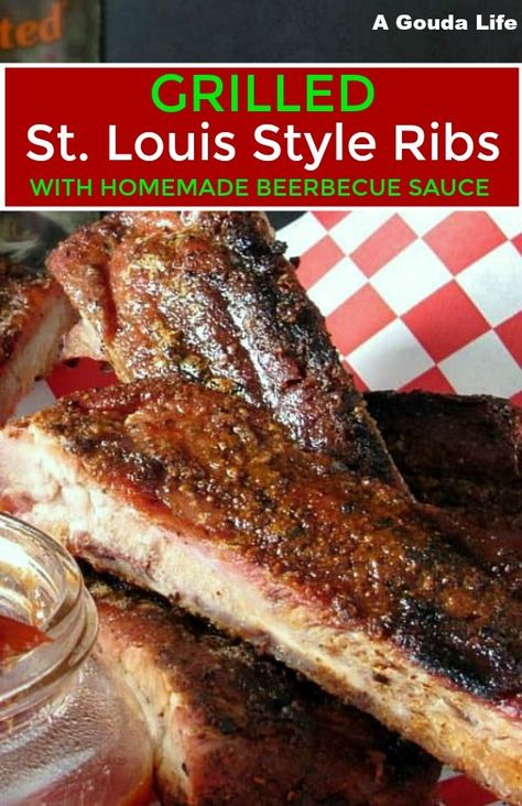 Bbq St Louis Ribs On The Grill, St Louis Style Ribs Grilled, St Louis Ribs On Grill, Pork Spare Ribs Grilled, Ribs Dry Rub, Grilled Pork Ribs, Grill Tips, Sweet Spicy Sauce, St Louis Style Ribs