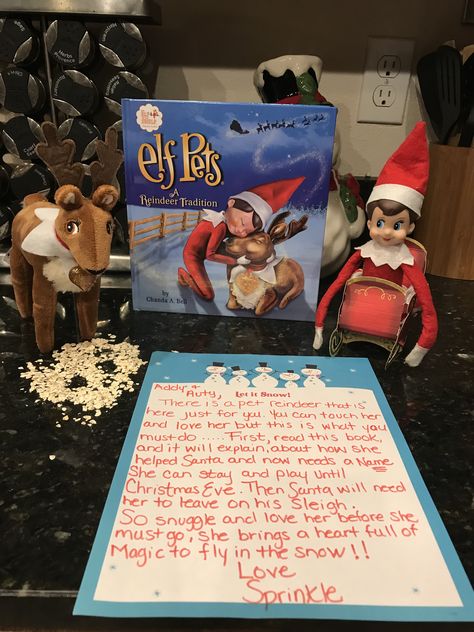 Introducing Elf Pet Reindeer, Elf On The Shelf Arrival Ideas With Pet, Introducing Elf On The Shelf Pets, How To Introduce Elf Pet, Elf On The Shelf Pets Reindeer Arrival, Elf Pet Arrival Ideas, Elf With Reindeer Pet Ideas, Elf On The Shelf Pet Ideas St Bernard, Elf On Shelf Pet Ideas