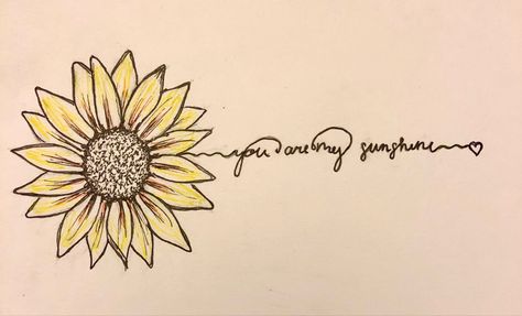 You Are My Sunshine Collar Bone Tattoo, Sunflower With Music Notes Tattoo, I Am Enough Quotes Tattoo With Sunflower, Sunflower Writing Tattoo, Sunflower Tattoo For Daughter, Sunflower Tattoos With Words, Sunflower With Writing Tattoo, Sunflower Remembrance Tattoos, Sunflower Bible Verse Tattoo