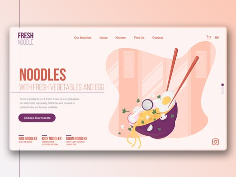 Fresh Noodle Website landing cartoon gif web ui app clean character 2d material ux typography animation flat icon illustration vector website banner website noodle Cute Website Design Illustrations, Cartoon Website Design, Cute Web Design, Website Design Banner, Ux Typography, Illustrator Website, Header Website, Cartoon Website, Website Animation