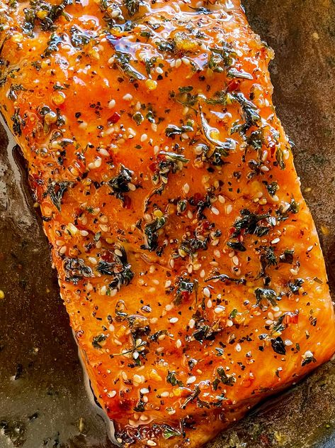 Hot Honey Sesame Salmon Hot Honey Salmon, Salmon Sandwiches, Sesame Salmon, Salmon Sandwich, Honey Salmon, Honey Sesame, Fried Salmon, Hot Honey, Salmon Filet