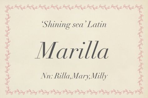 Baby name Marilla Expensive Names, Old Fashioned Names, Fantasy Character Names, Italian Baby Names, Best Character Names, Fantasy Names, Uncommon Words, Aesthetic Names, Fancy Words