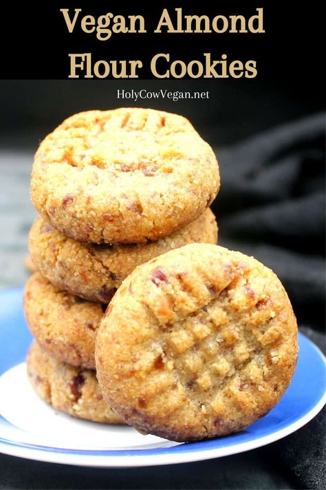 These healthy and utterly easy vegan Almond Flour Cookies are gluten-free and they are naturally sweetened with dates. They are also divinely chewy, scented with cardamom and vanilla, and they go from start to finish in under 20 minutes. Dairy Free Baking, Low Fat Desserts, Almond Flour Cookies, Baking With Almond Flour, No Flour Cookies, Vegan Bakery, Indian Snack Recipes, Bakery Recipes, Healthy Cookies