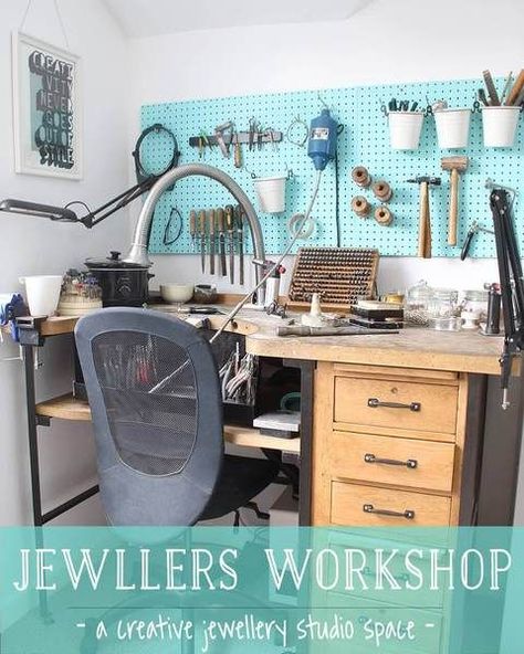 Jewellers workshop. Louy Magroos Workshop. Peg Board tool storage. Home office. Creative workspace. Handmade jewellery. Silversmith. Goldsmith. Silversmithing Workshop, Silversmith Studio, Jewelry Studio Space, Jewelry Studio Organization, Jewelers Workbench, Jewelry Bench, Creative Home Office, Office Creative, Jewellery Studio