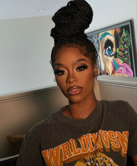 Ultimate Glam Makeup, Black Makeup Black Women, Natural Soft Beat Makeup Black Women, Natural Glam Makeup Prom Black Women, New Years Eve Hairstyles For Black Women, Natural Makeup Birthday Looks, Natural Makeup For Black Women Prom, Brown Glam Makeup Black Women, Prom Makeup For Brown Skin