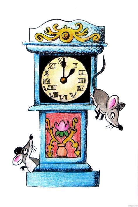 “Hickory dickory dock.  The mouse ran up the clock.  The clock struck one,  And down he run.  Hickory dickory dock.”    HAPPY LIMERICK DAY! Montessori Projects, Fairy Tale Nursery, Theme Drawing, Clock Clipart, Kids Rhymes, Hickory Dickory Dock, Childrens Poems, Traditional Tales, Fairytale Nursery