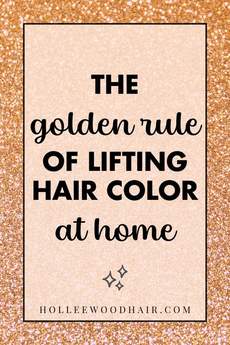 The golden rule of lifting hair color at home Hair Lift Levels, How To Strip Hair Color At Home, Lightening Dark Hair, Neon Hair Color, Hair Extensions Tutorial, Golden Blonde Hair Color, Diy Hair Dye, Unicorn Hair Color, Hair Facts