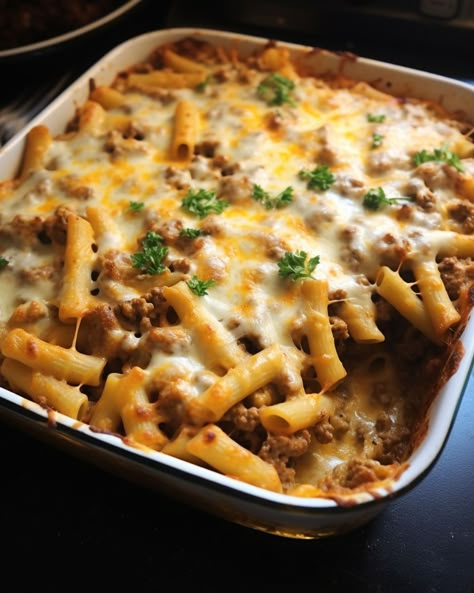 This is a definite way to making my hubby happy. I get extra love each time I cook it Cooked Pasta Recipes, Cooktop Cove, Cornish Game Hens, Game Hens, Ground Beef Casserole Recipes, Baked Pasta Recipes, Cooked Pasta, Beef Pasta, Pasta Casserole