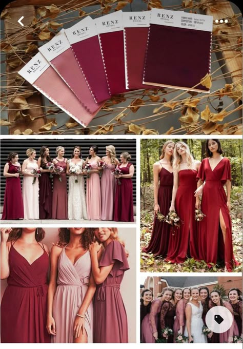 Burgundy Color Palette Bridesmaids, Burgundy And Blush Bridesmaid Dresses Color Palettes, Burgundy Color Scheme Bridesmaid Dresses, Mixed Burgundy Bridesmaid Dresses, Marsala Bridesmaid Dresses, Burgundy And Mauve Bridesmaid Dresses, Wine And Blush Bridesmaid Dresses, Different Bridesmaid Dresses Mix Match Color Palettes, Berry Bridesmaid Dresses Color Schemes