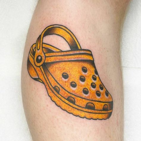 Really A Crocs? Croc Tattoo Ideas, Crocs Shoes Tattoo, Crocs Drawings Reference, Croc Tattoos Shoe, Croc Tattoo, Croc Memes Funny, Independent Tattoo, Lotr Tattoo, Shoe Tattoos