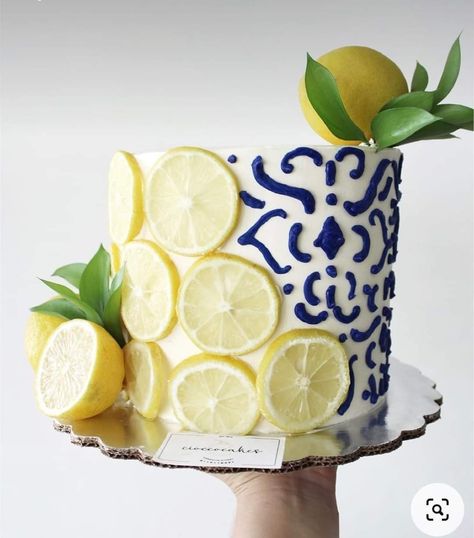 Amalfi Theme Cake, Italian Cake Design, Amalfi Cake, Amalfi Party, Italian Lemon Cake, Lemon Birthday Cakes, Lemon Wedding Cakes, Lime Wall, Greek Cake